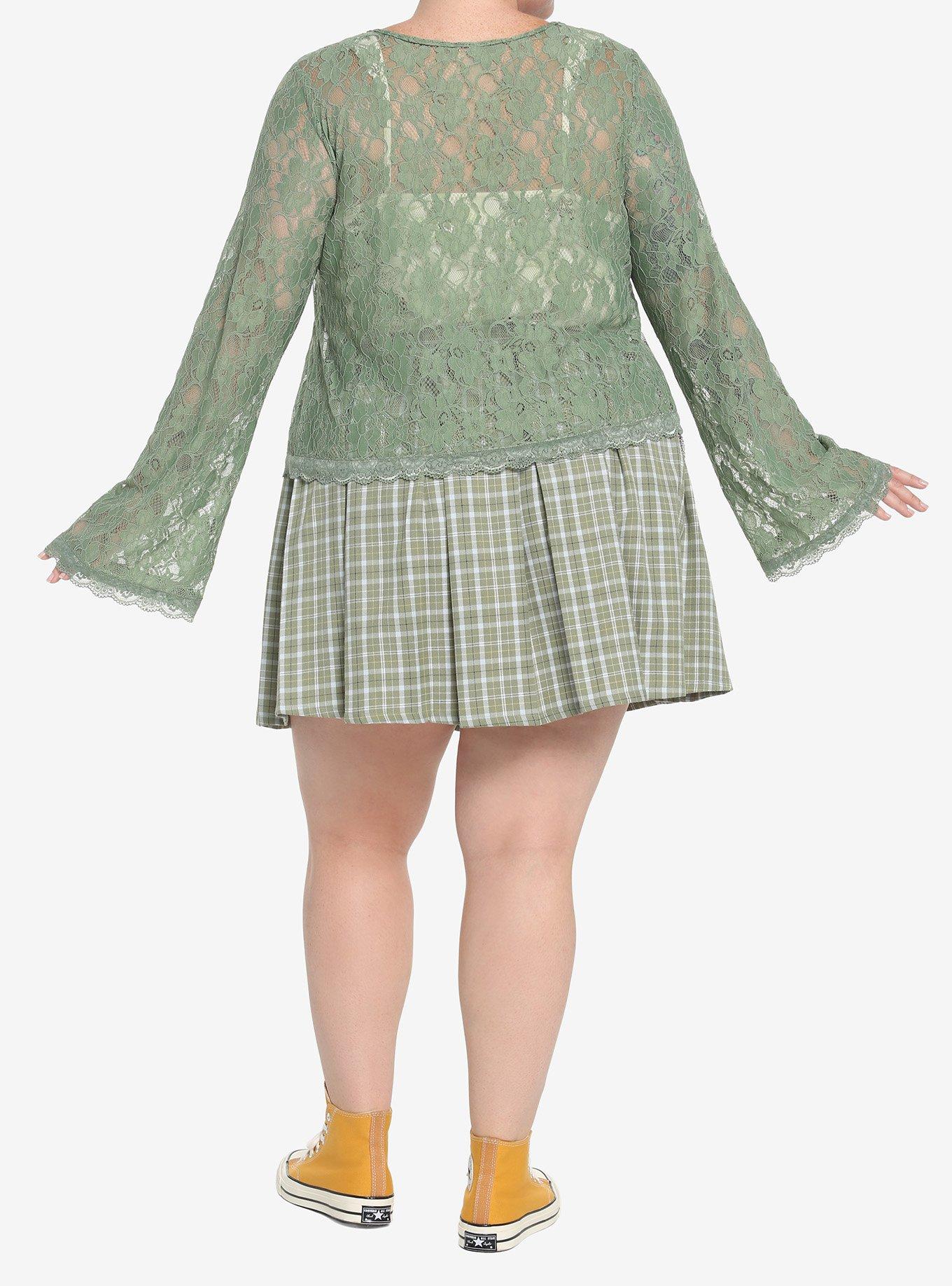 Her Universe Tinker Bell Lace Tie-Front Girls Crop Cardigan Plus Size, MULTI, alternate