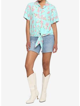 Mint Rose Girls Tie-Front Woven Button-Up, , hi-res