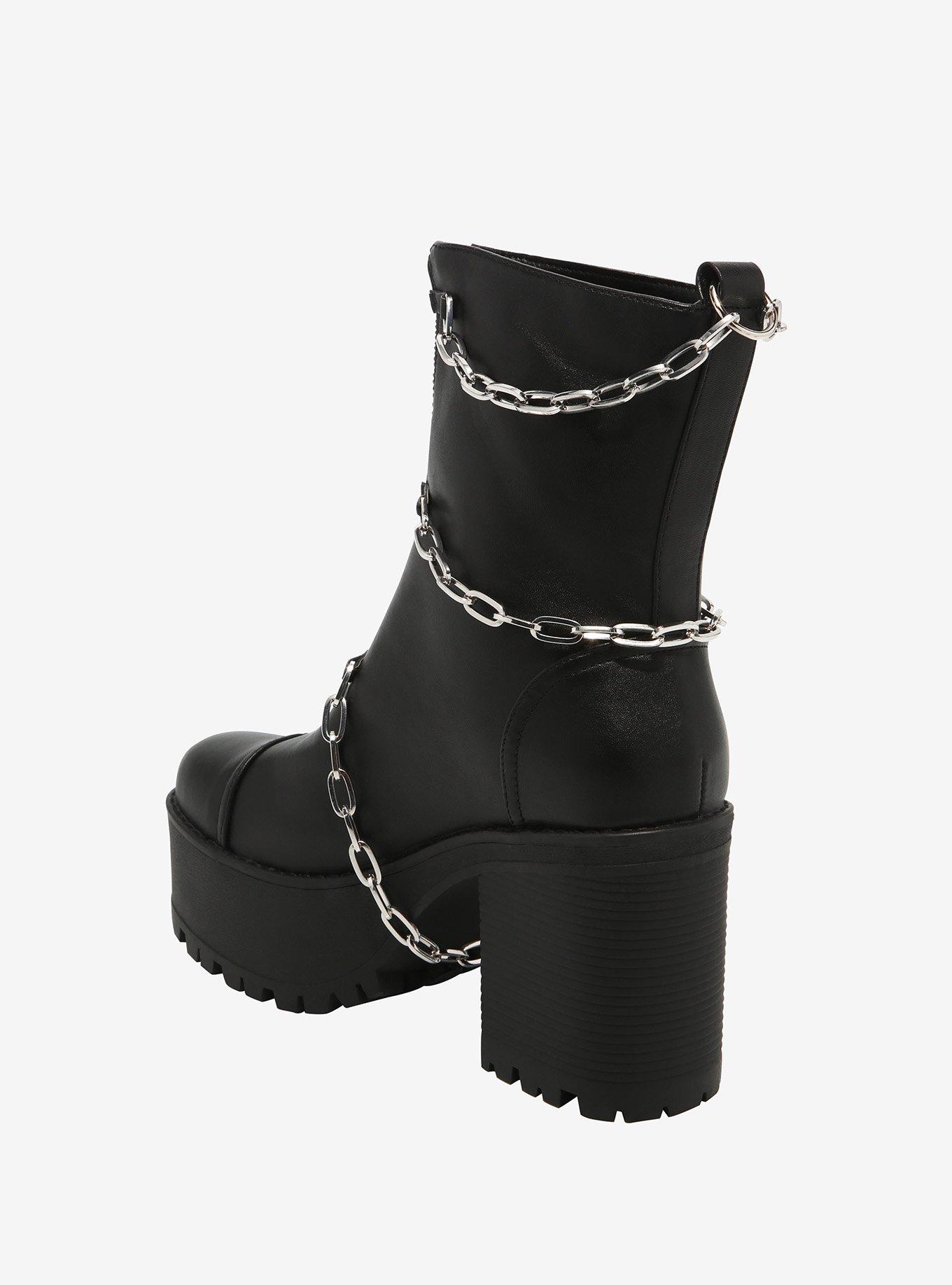 Black Multi Chain Platform Boots, MULTI, alternate