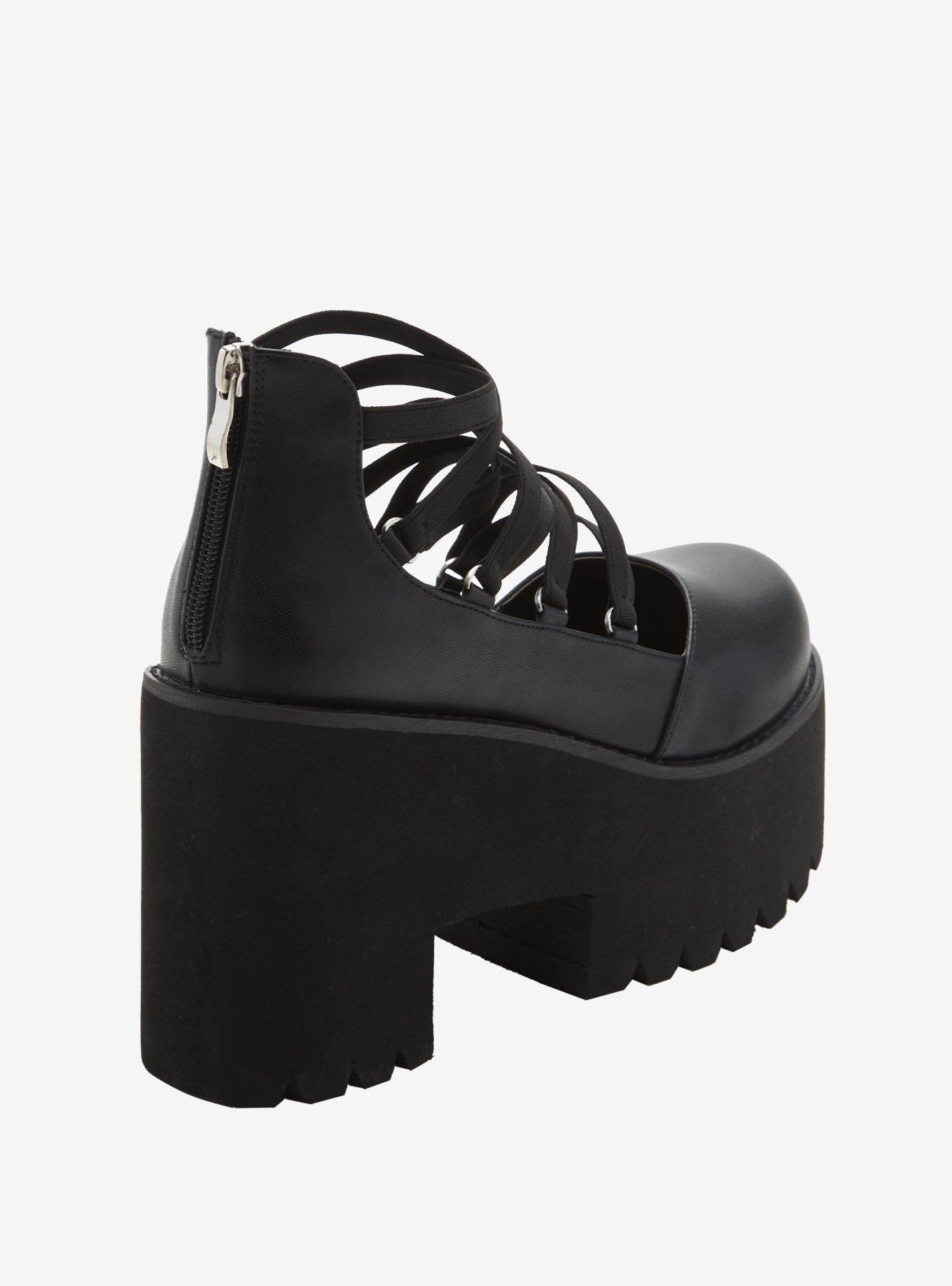 Black Crisscross Platform Mary Janes, MULTI, alternate