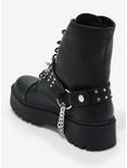 Black Spike & Chain Combat Boots, MULTI, alternate