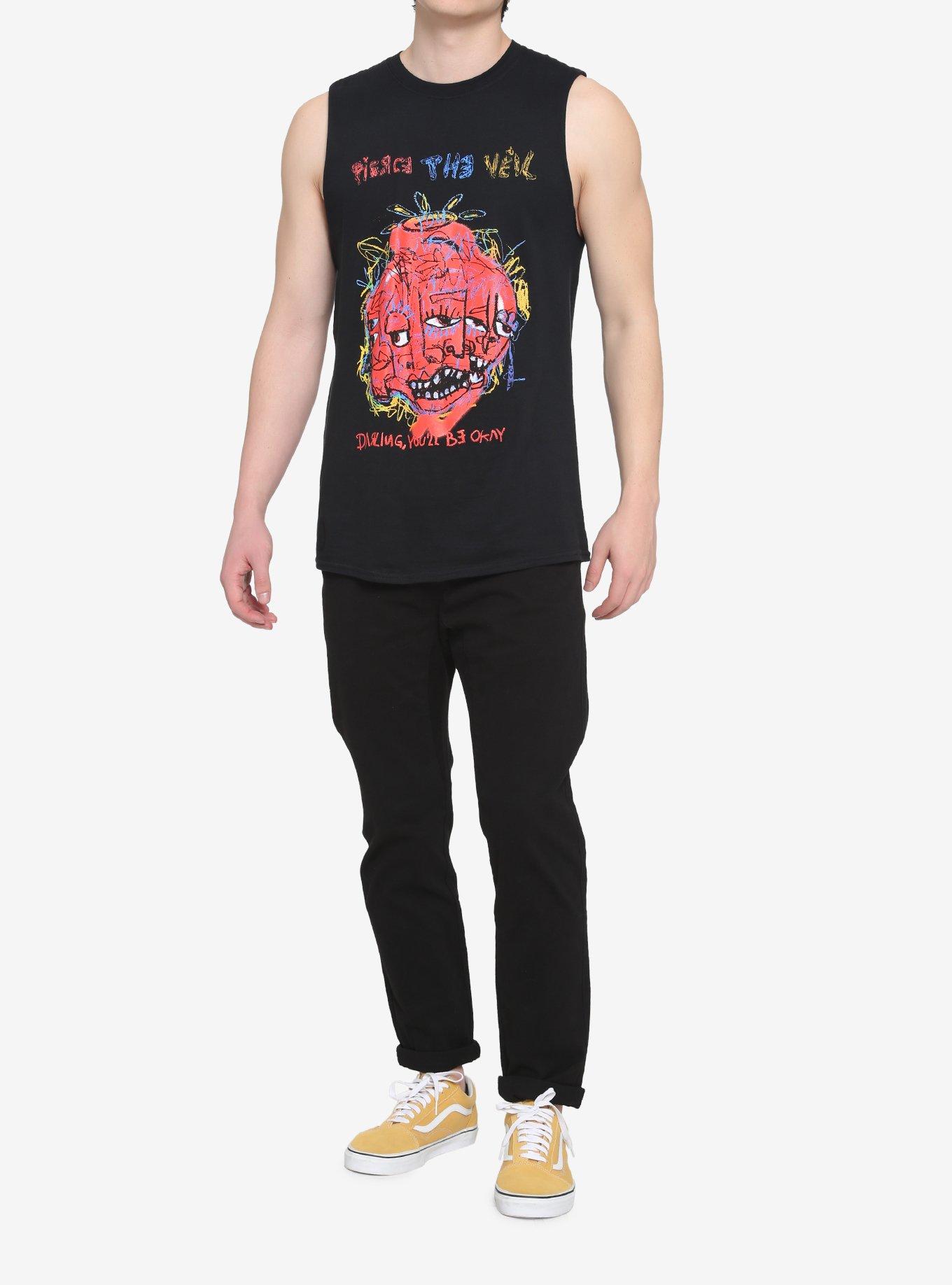 Pierce The Veil Darling Scribble Muscle T-Shirt, BLACK, alternate