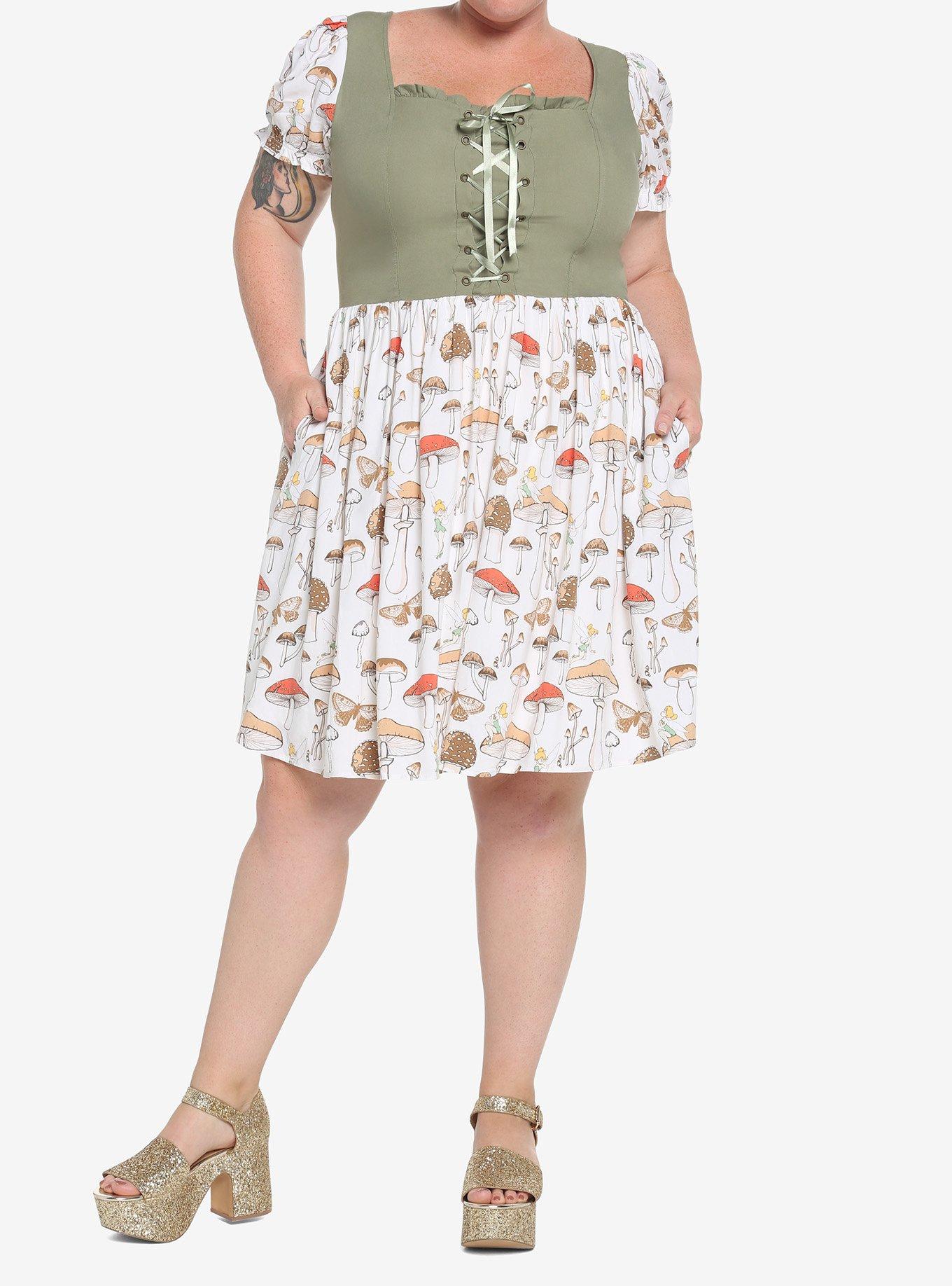 Her Universe Disney Tinker Bell Mushroom Lace-Up Dress Plus Size, MULTI, alternate