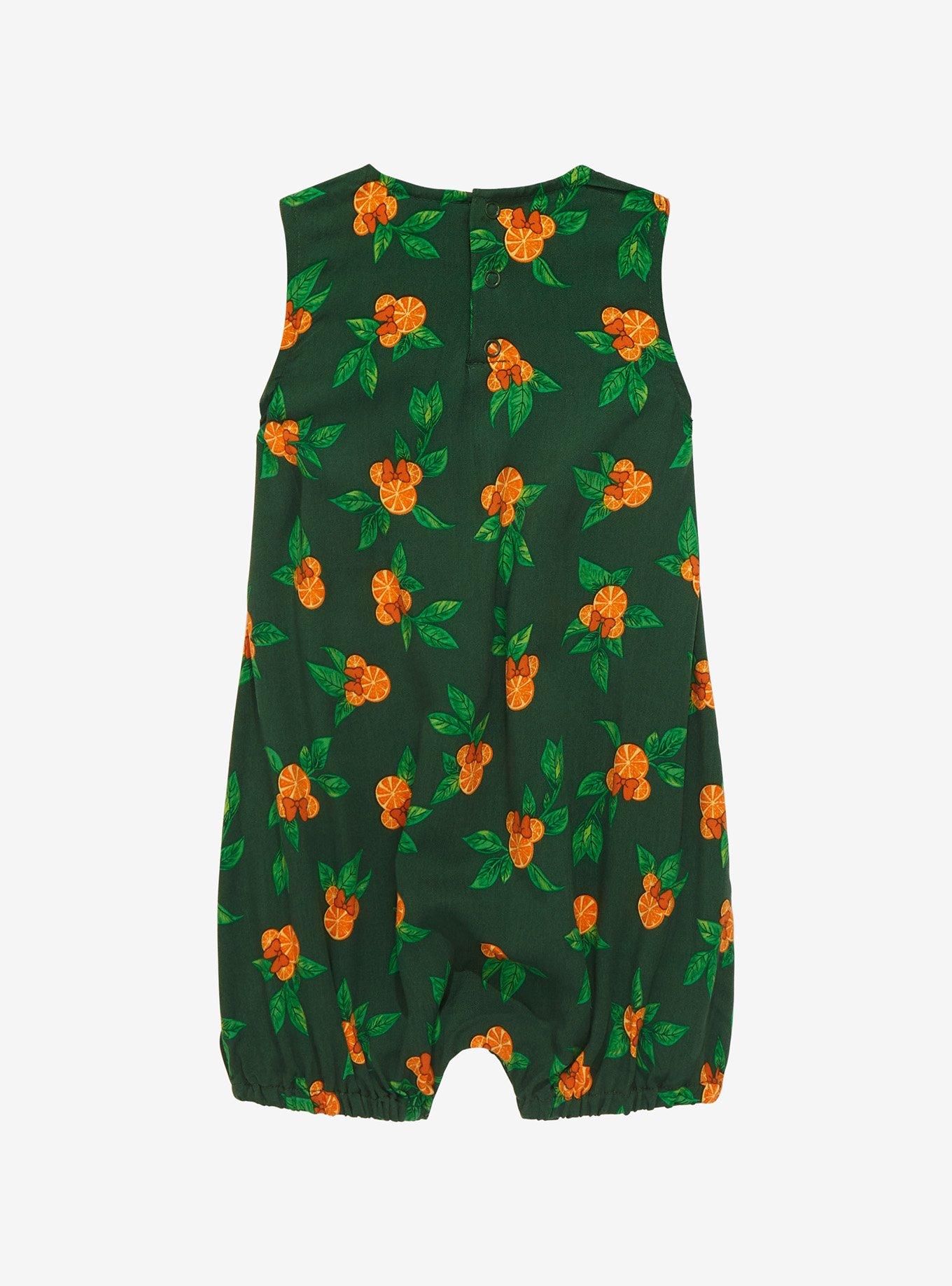 Our Universe Disney Minnie Mouse Orange Allover Print Ruffled Infant Romper - BoxLunch Exclusive, BLACK, alternate