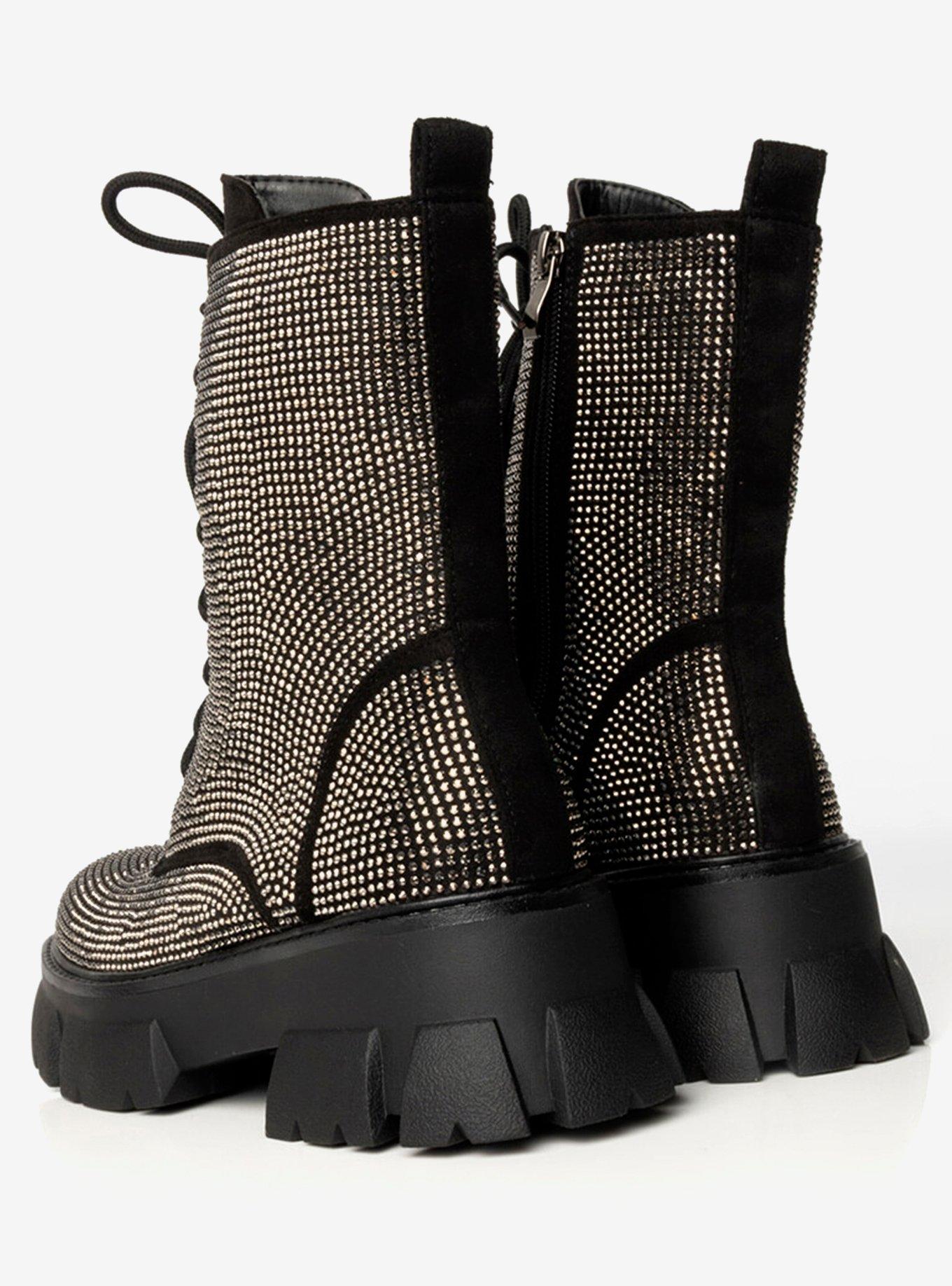 Azalea Wang Outshine Shiner Flatform Bootie, BLACK, alternate
