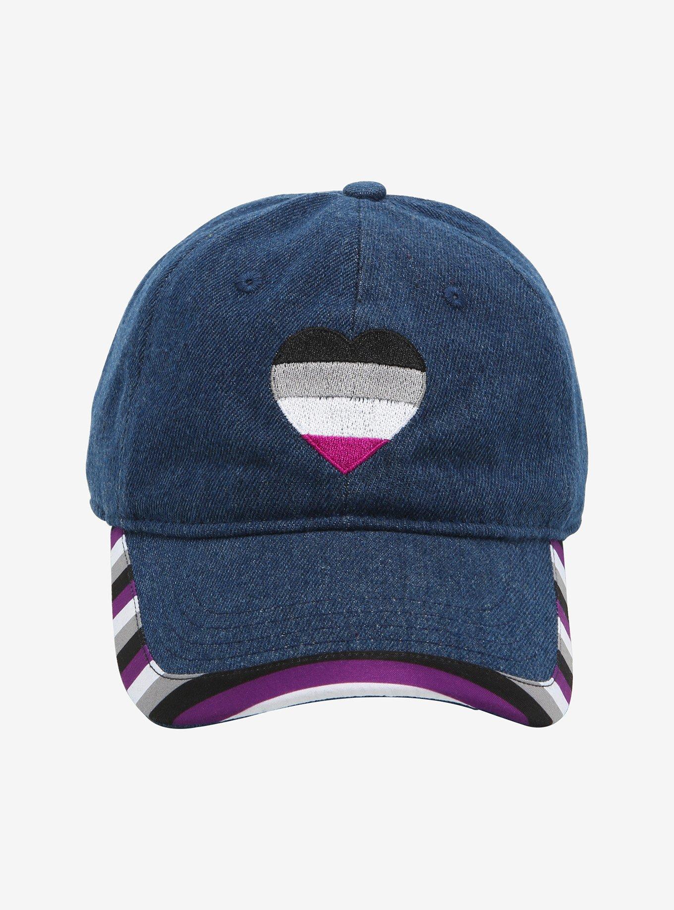 Asexual Pride Flag Heart Denim Cap, , alternate