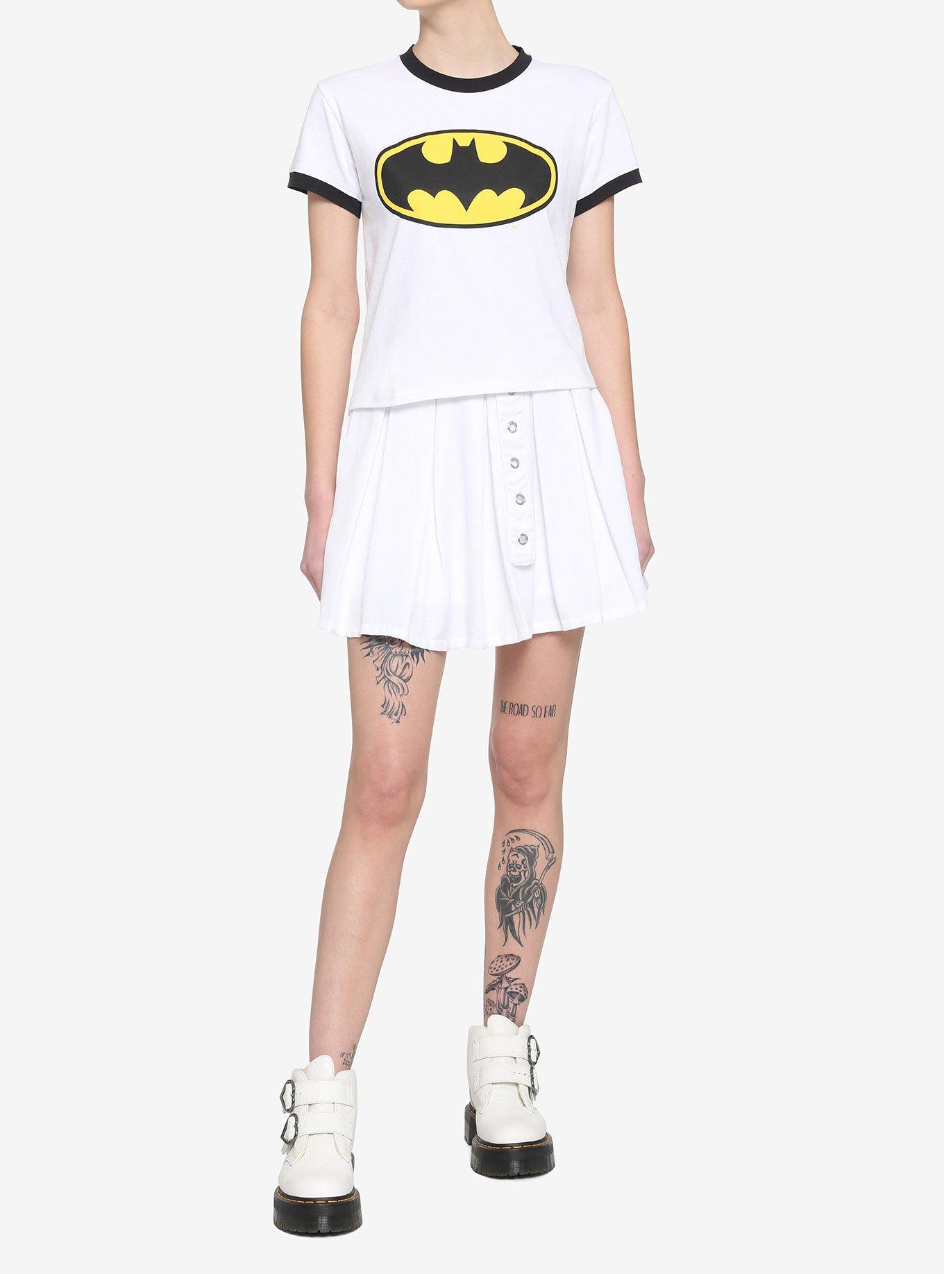 DC Comics Batman Logo Girls Crop Ringer T-Shirt, MULTI, alternate