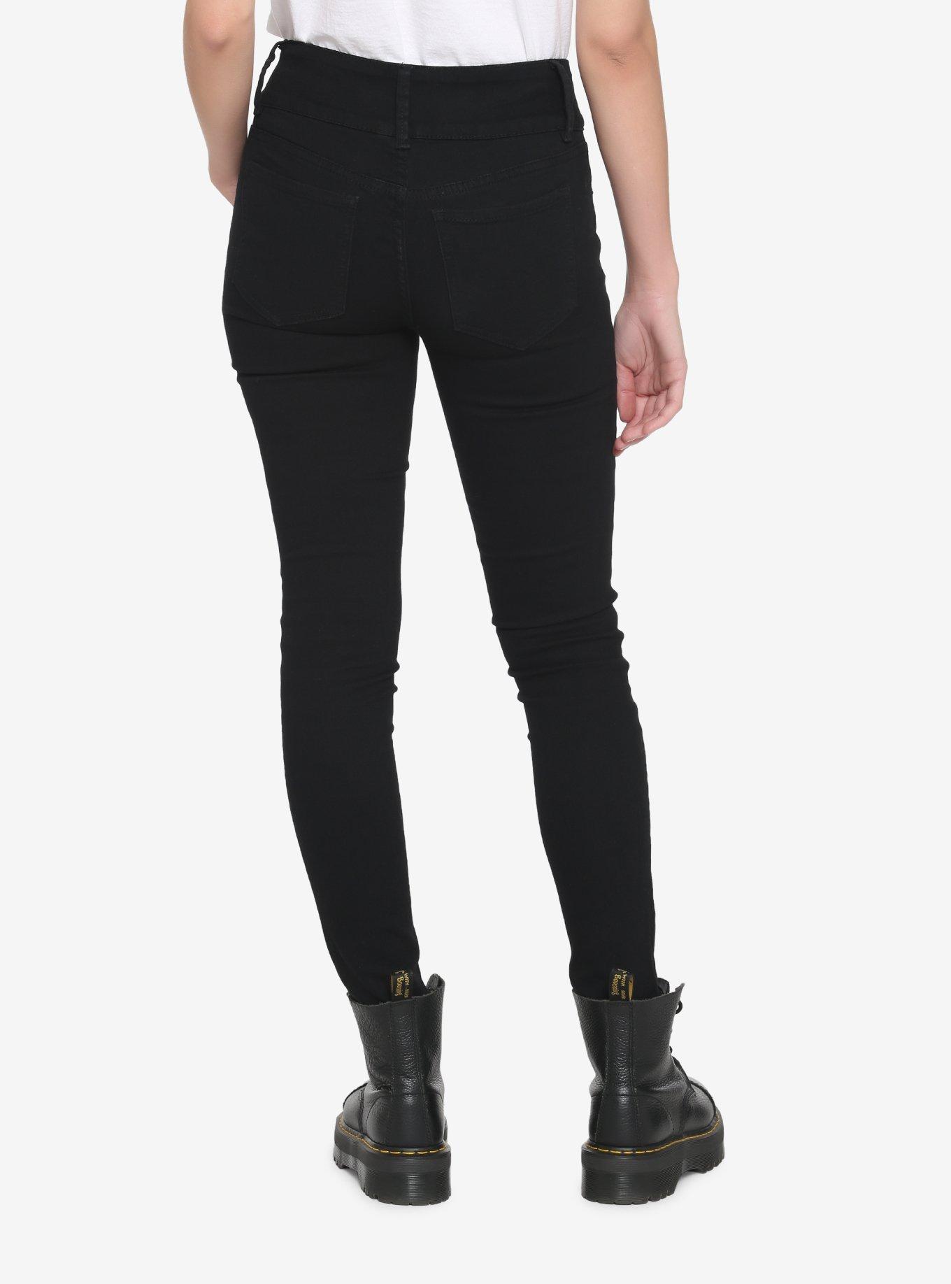 Black 3-Button Skinny Jeans, BLACK, alternate