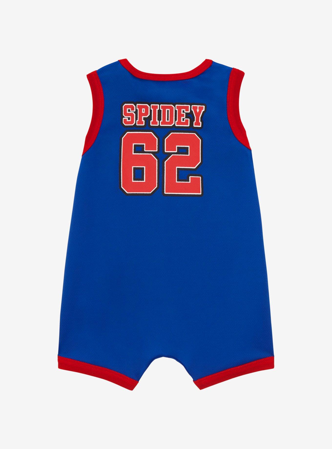 Marvel Spider-Man Spidey Infant Basketball Jersey Romper - BoxLunch Exclusive , DARK BLUE, alternate
