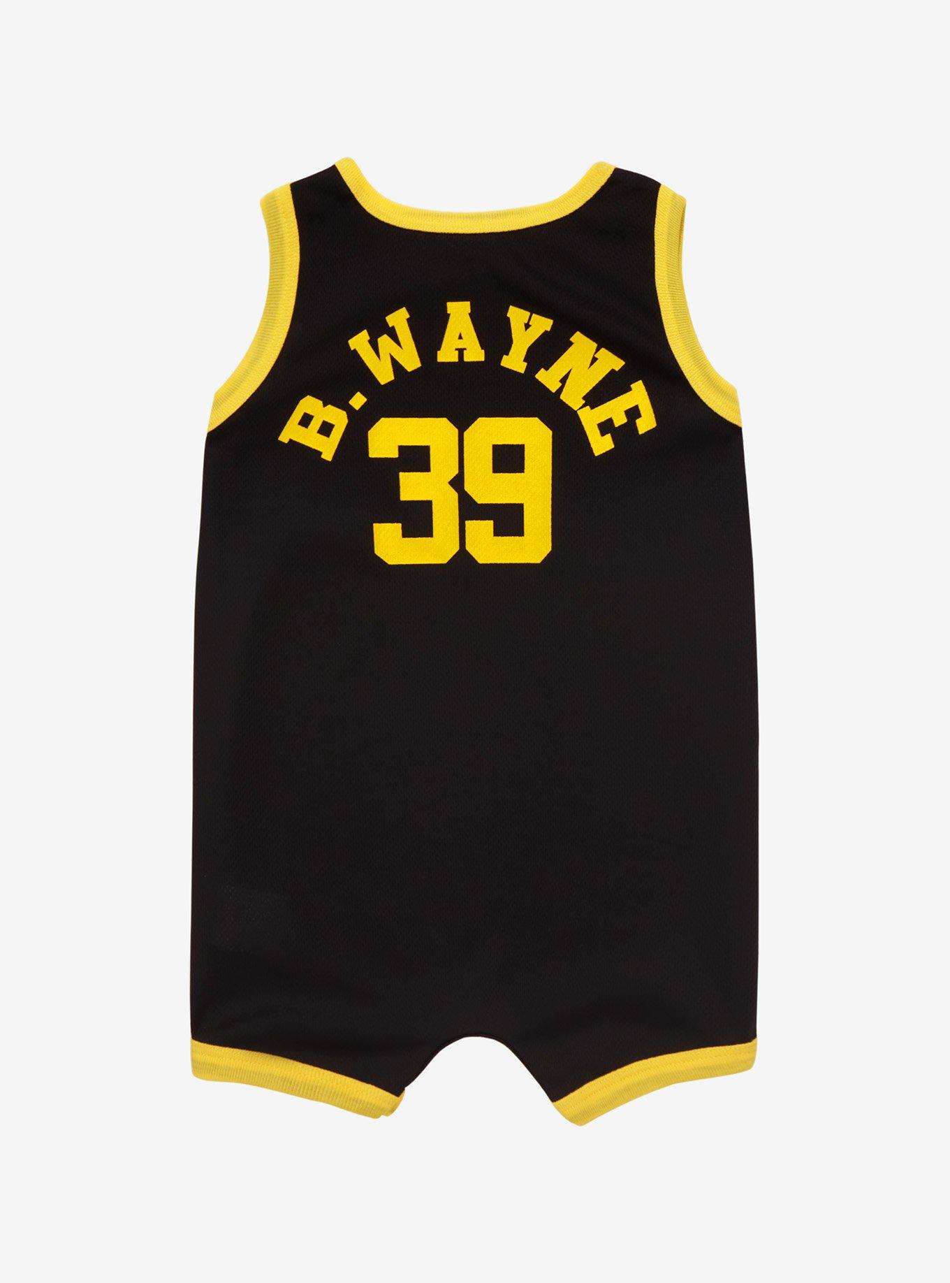 DC Comics Batman Gotham Infant Basketball Jersey Romper - BoxLunch Exclusive, BLACK, alternate