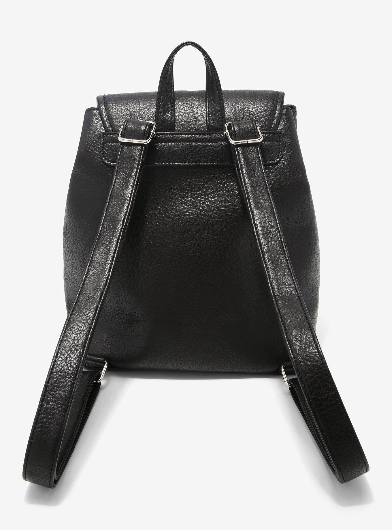 Black Safety Pin & Chain Mini Backpack, , alternate