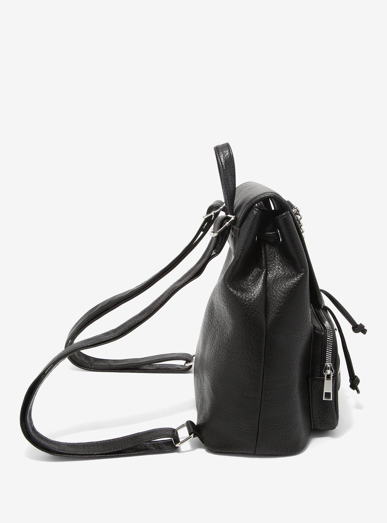 Black Safety Pin & Chain Mini Backpack, , alternate