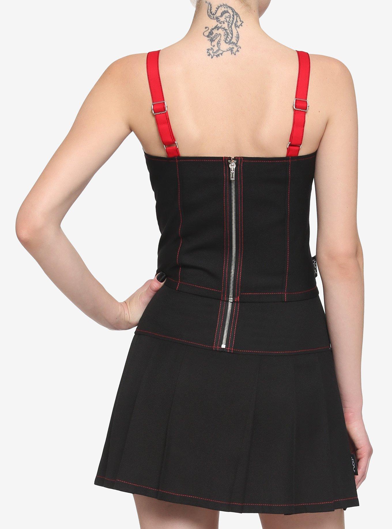 Royal Bones By Tripp Black & Red Chain Girls Crop Cami, RED, alternate