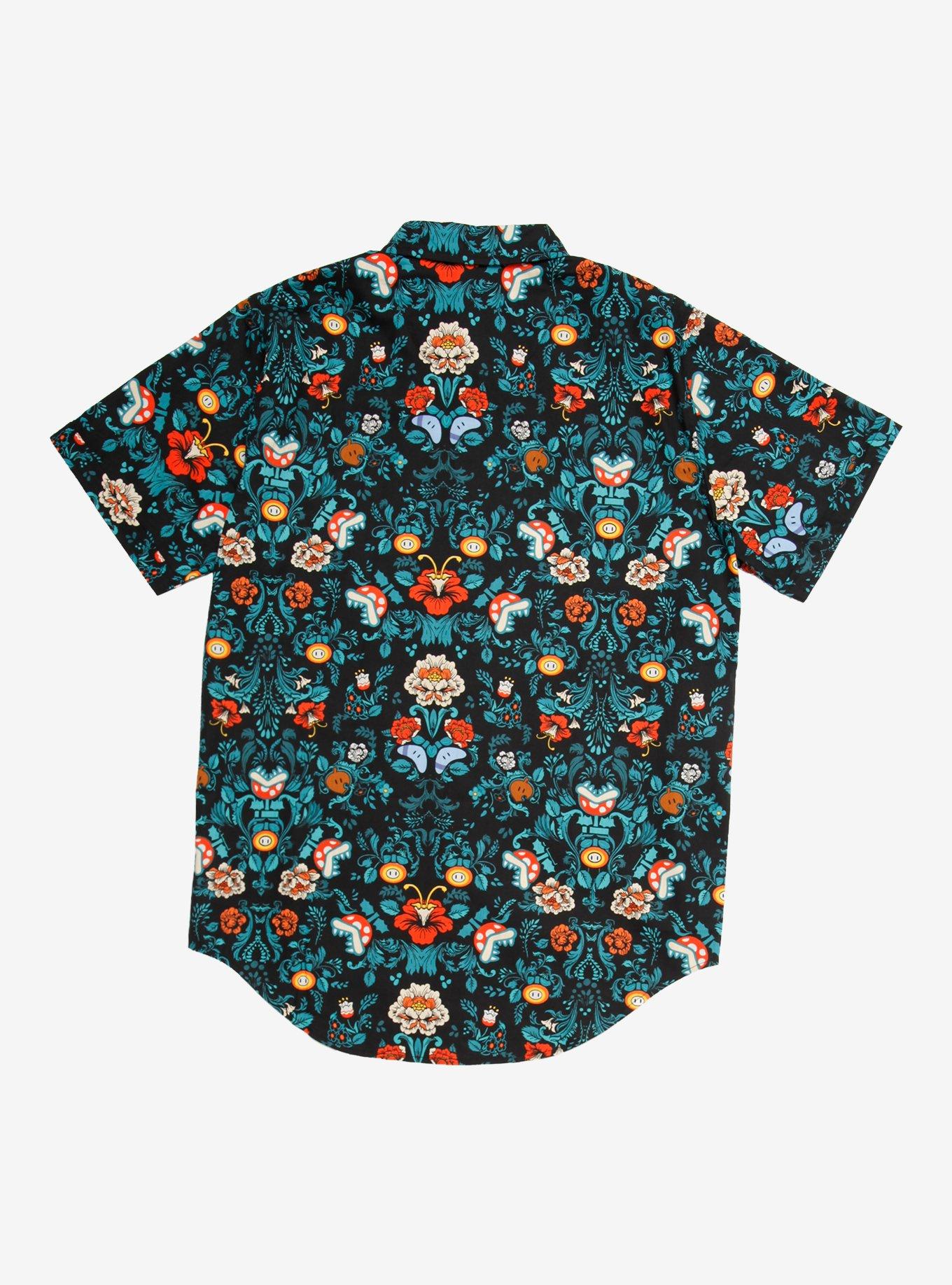 Nintendo Super Mario Bros. Floral Icons Woven Button-Up, MULTI FORAL, alternate