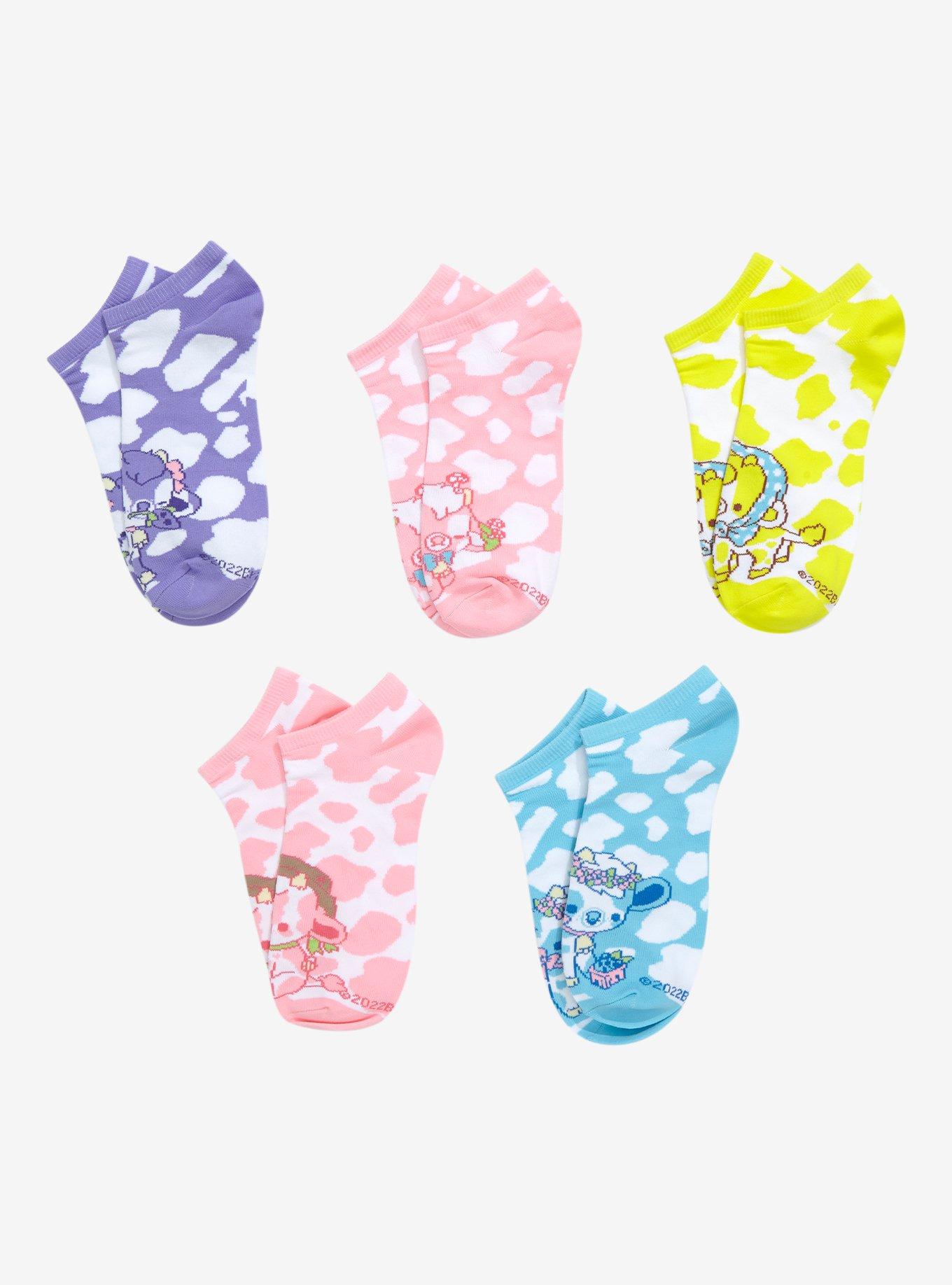 Kawaii Cow No-Show Socks 5 Pair By Bright Bat Design, , hi-res