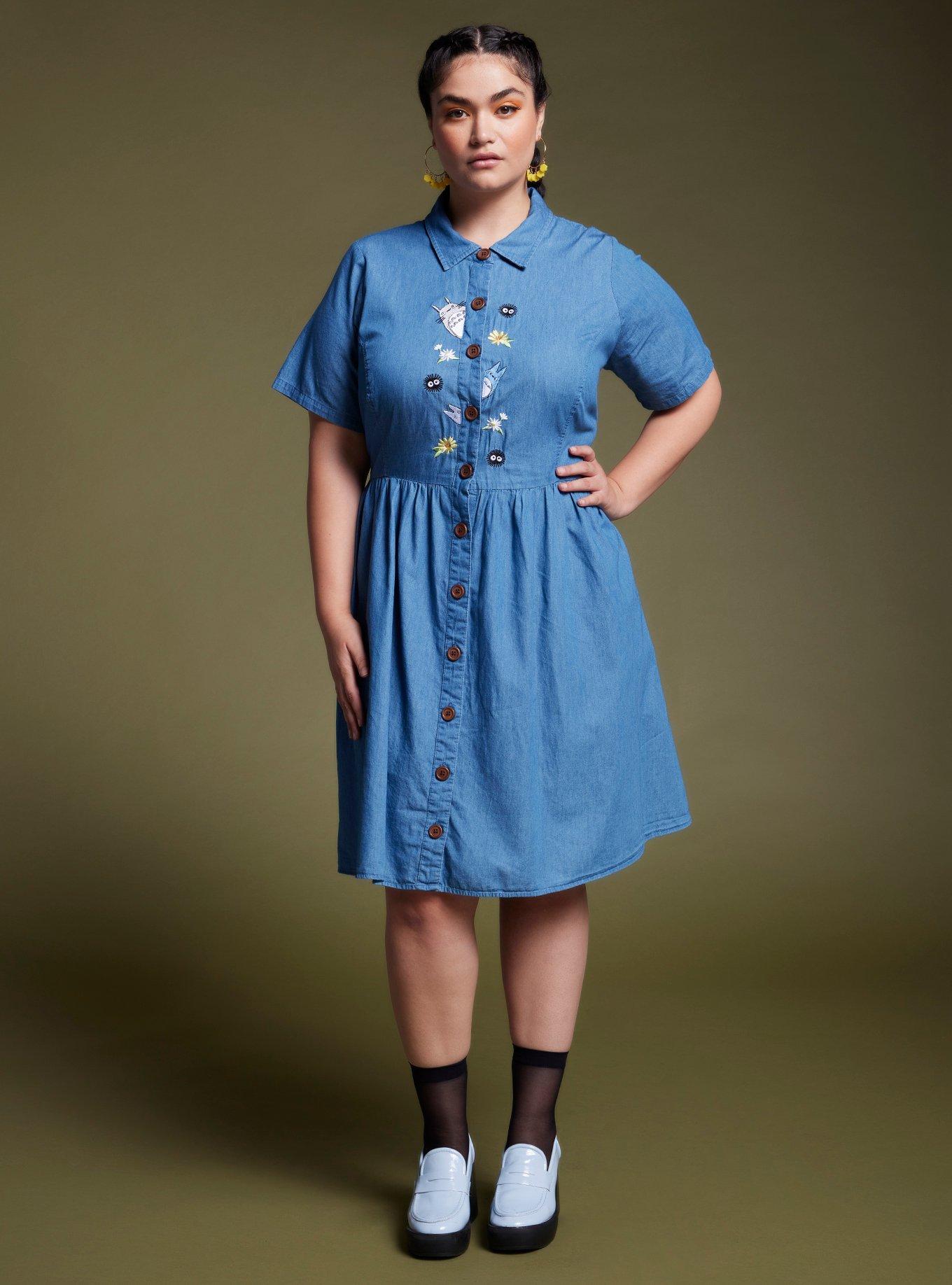 Her Universe Studio Ghibli My Neighbor Totoro Denim Dress Plus Size, MULTI, alternate