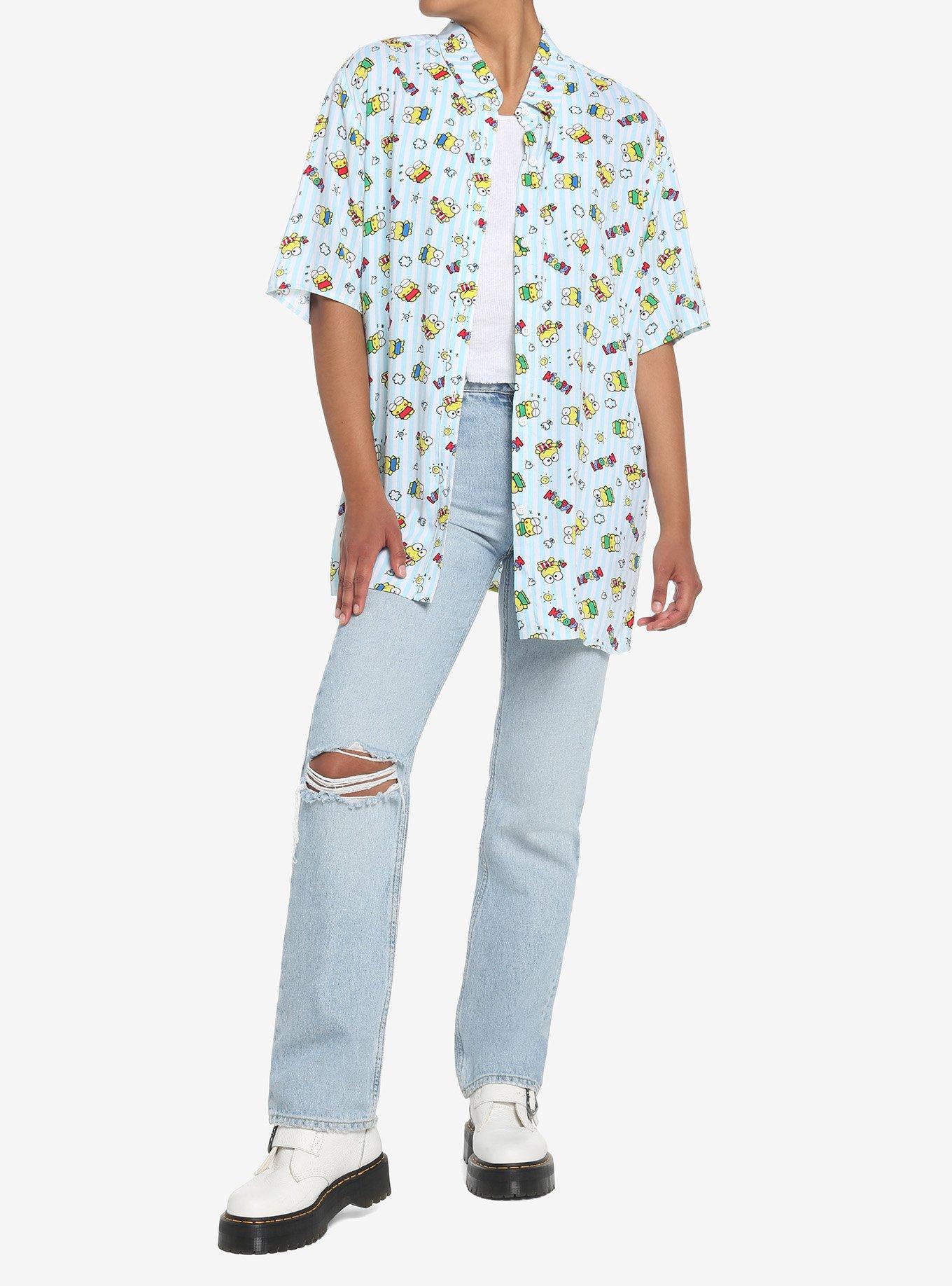Keroppi Pinstripe Woven Button-Up, MULTI, alternate
