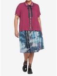 Her Universe Studio Ghibli Howl's Moving Castle Embroidered Girls Woven Button-Up Plus Size, BURGUNDY, alternate