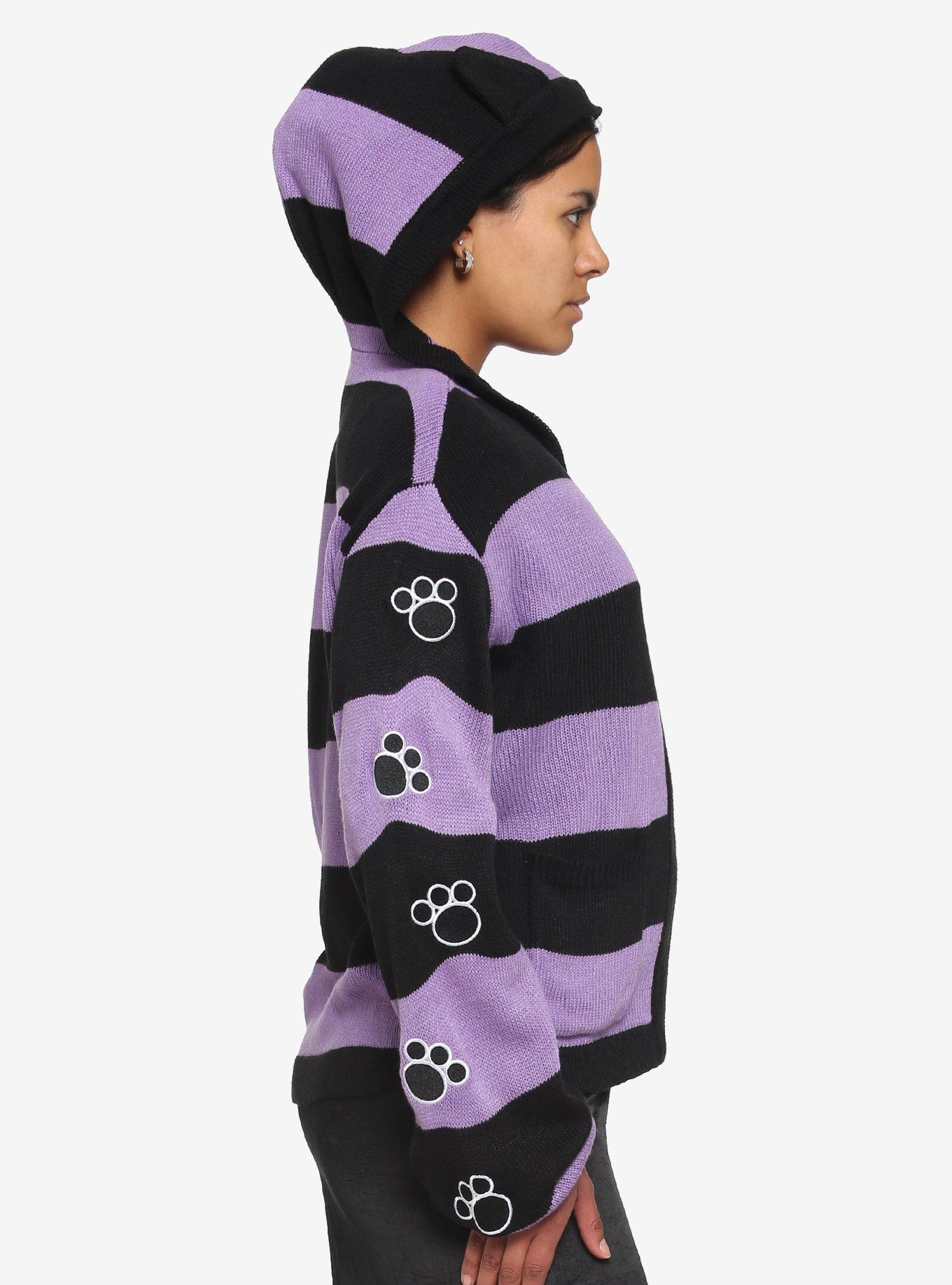 Studio Ghibli Kiki's Delivery Service Jiji Stripe Skimmer Girls Hooded Cardigan, MULTI, alternate