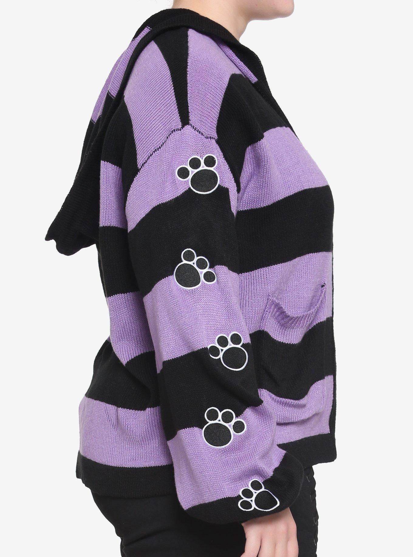 Studio Ghibli Kiki's Delivery Service Jiji Stripe Skimmer Girls Hooded Cardigan Plus Size, MULTI, alternate