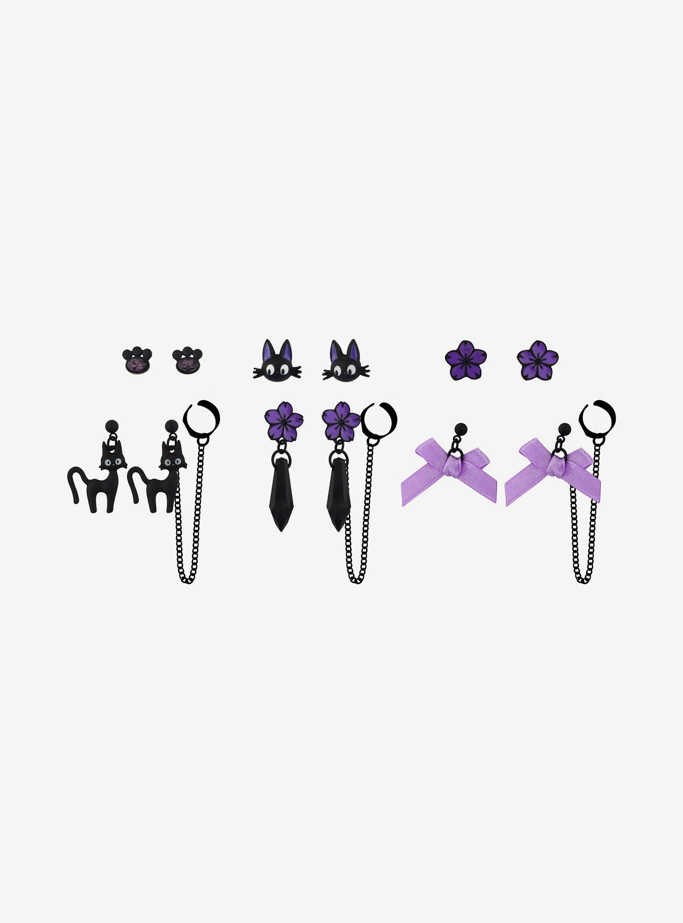 Her Universe Studio Ghibli Kiki's Delivery Service Jiji Floral Cuff Earring Set, , alternate
