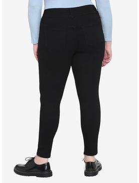 Black 3-Button Skinny Jeans Plus Size, , hi-res