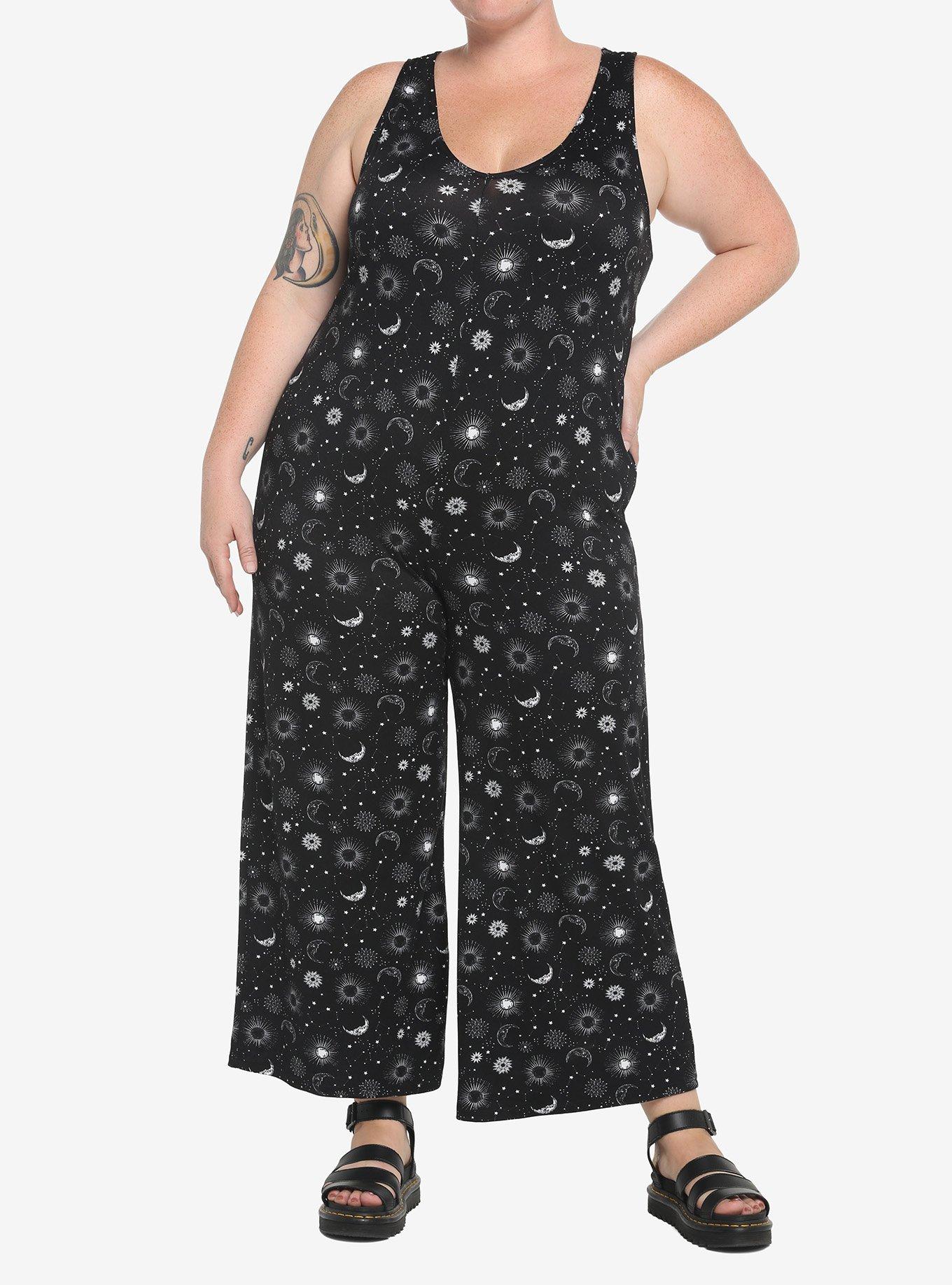 Black Celestial Jumpsuit Plus Size, BLACK, alternate