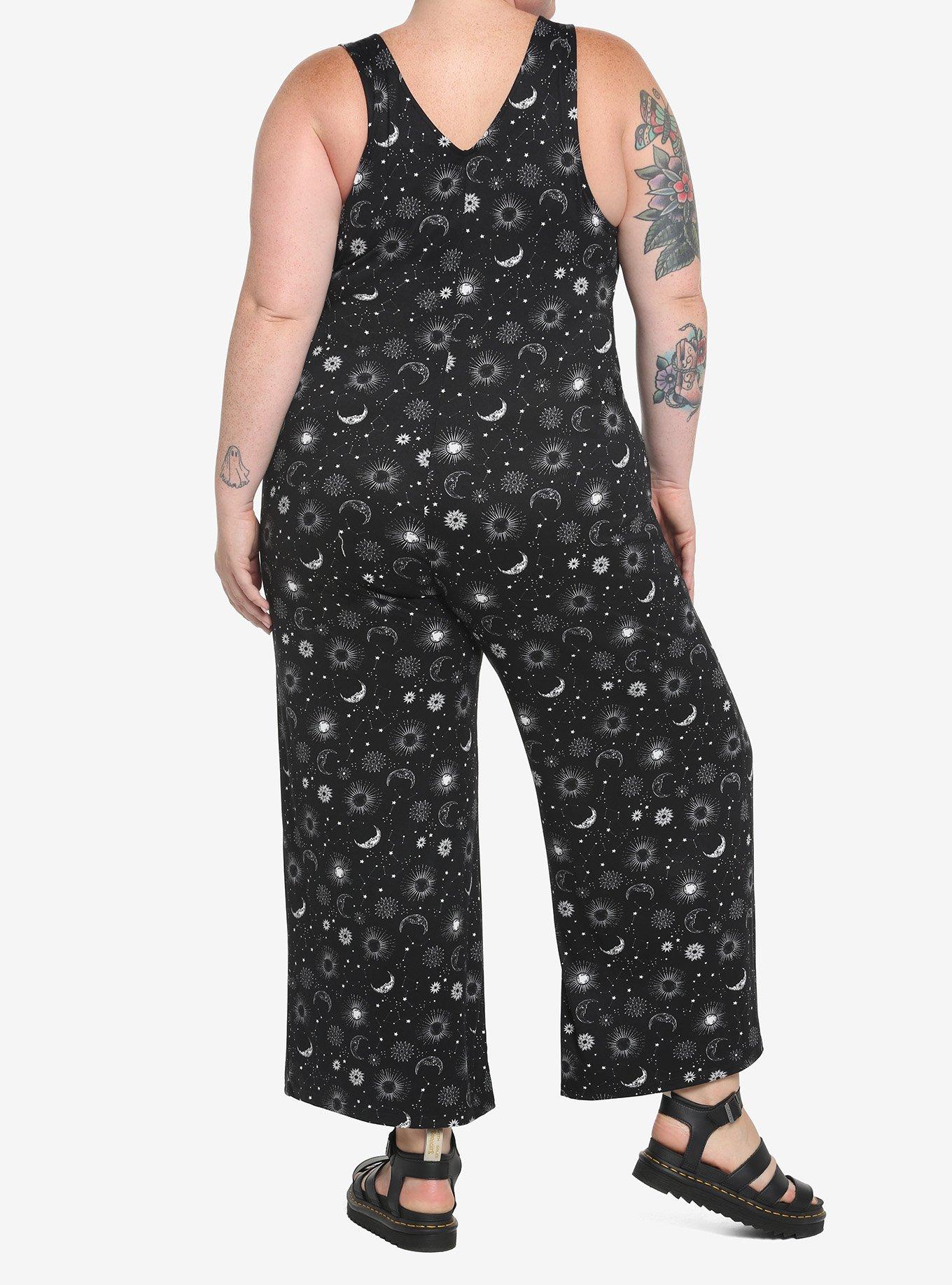Black Celestial Jumpsuit Plus Size, BLACK, alternate