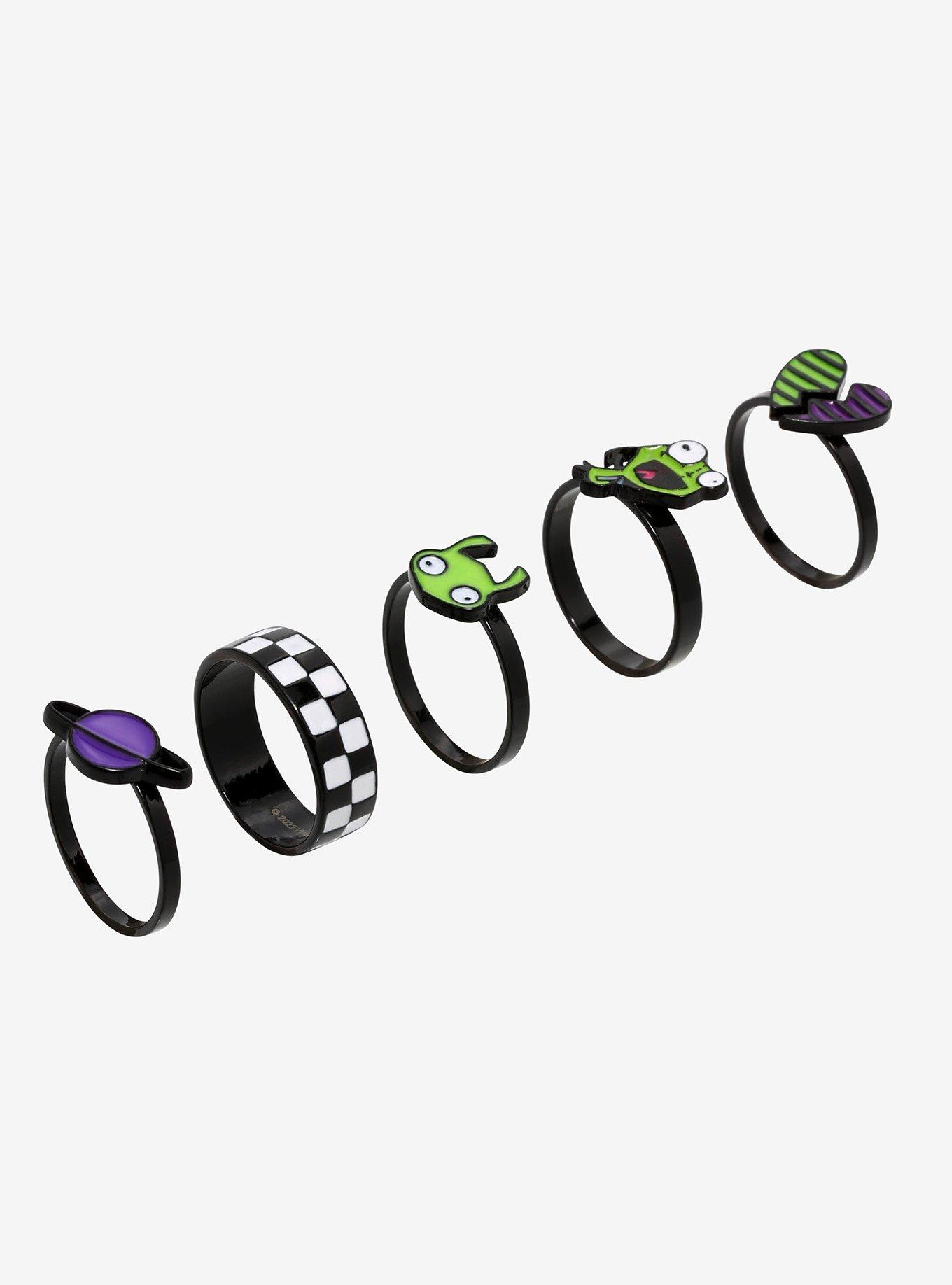 Invader Zim GIR Planet Black Ring Set | Hot Topic