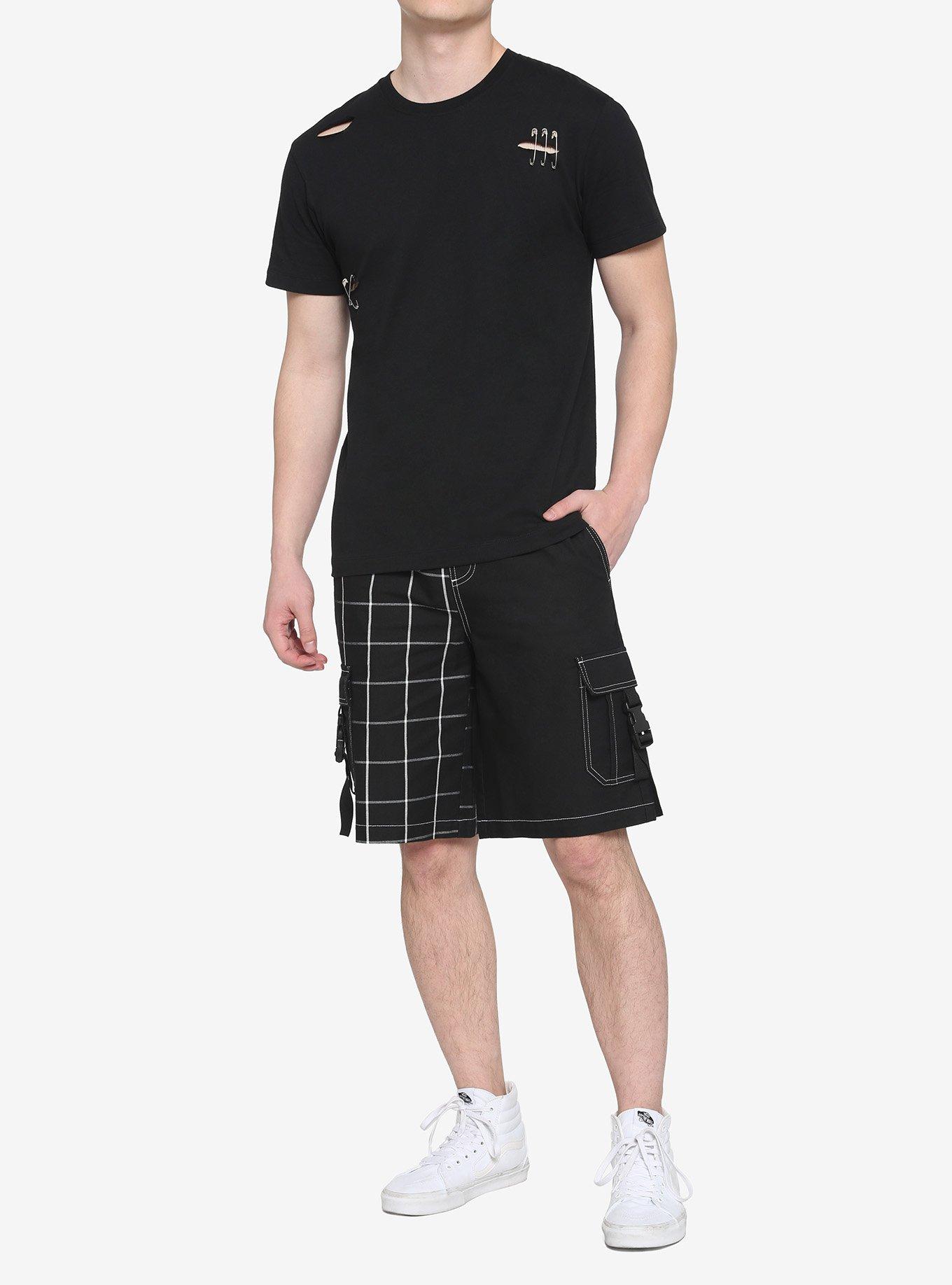 Black Safety Pin T-Shirt, BLACK, alternate