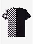 Black & White Checkered Split T-Shirt, BLACK, alternate