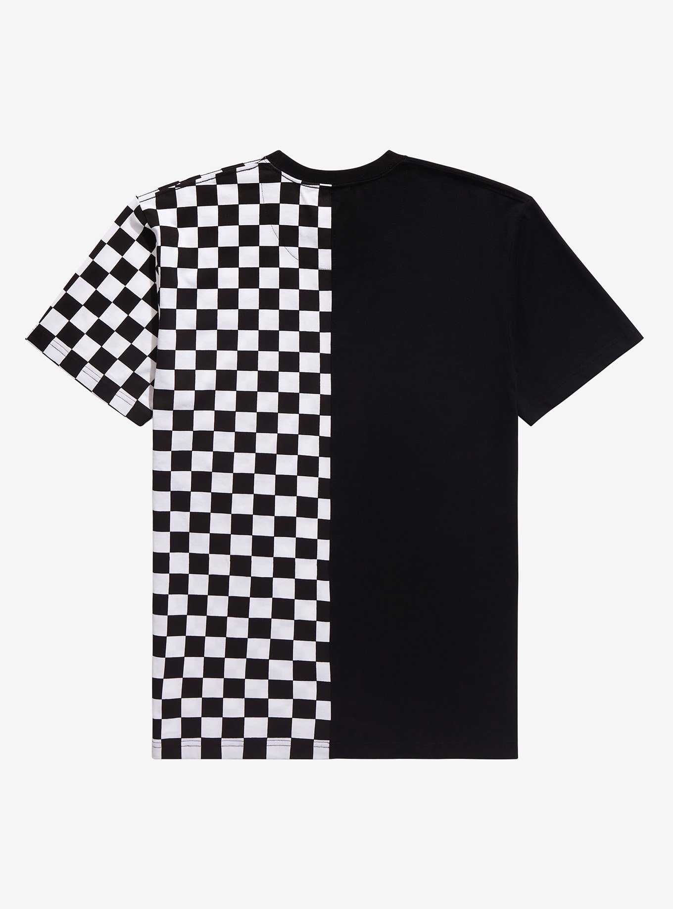 Black & White Checkered Split T-Shirt, , hi-res