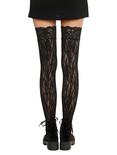 Black Lace On Lace Thigh Highs, , alternate