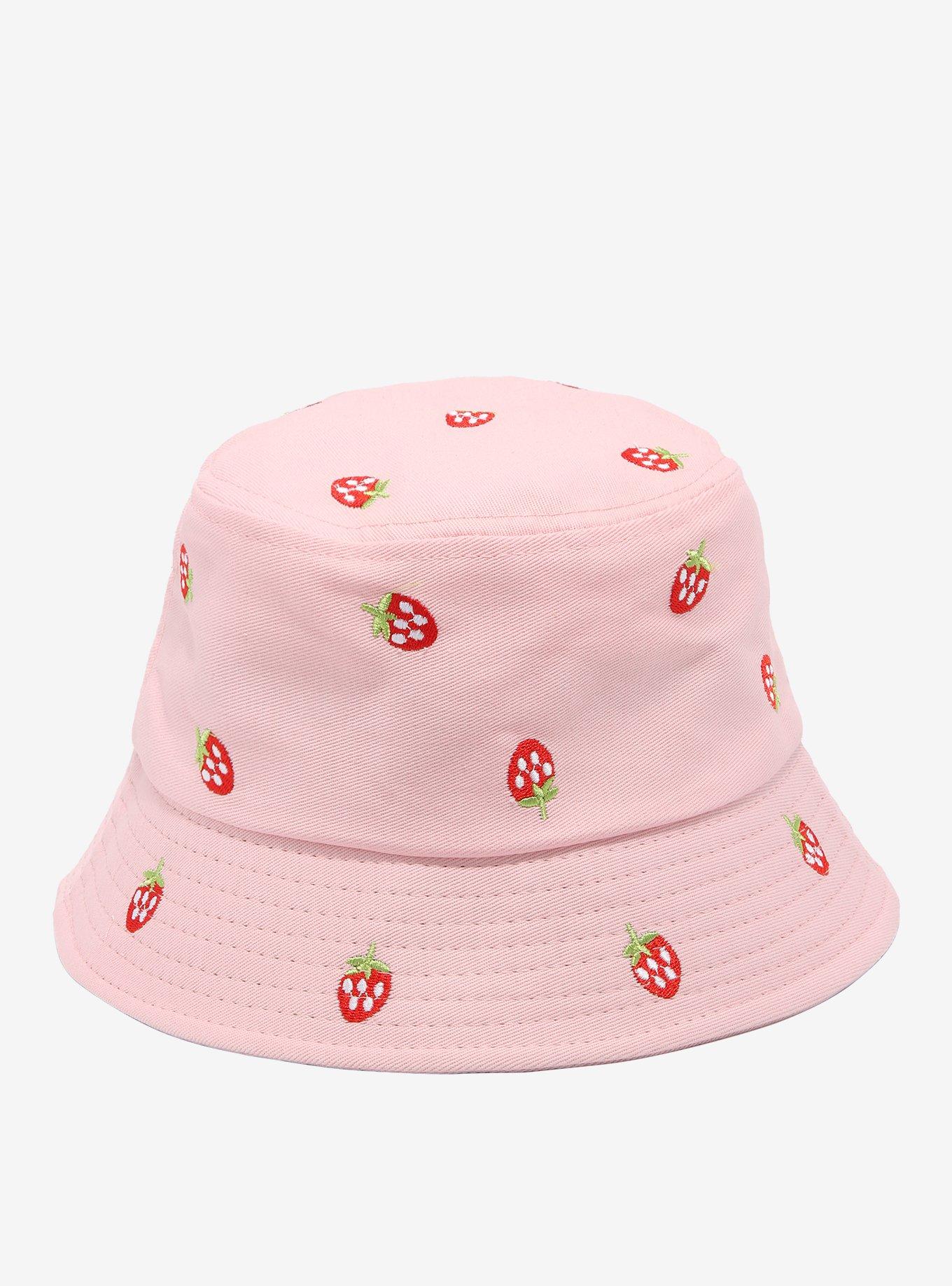 Embroidered Strawberry Bucket Hat, , alternate