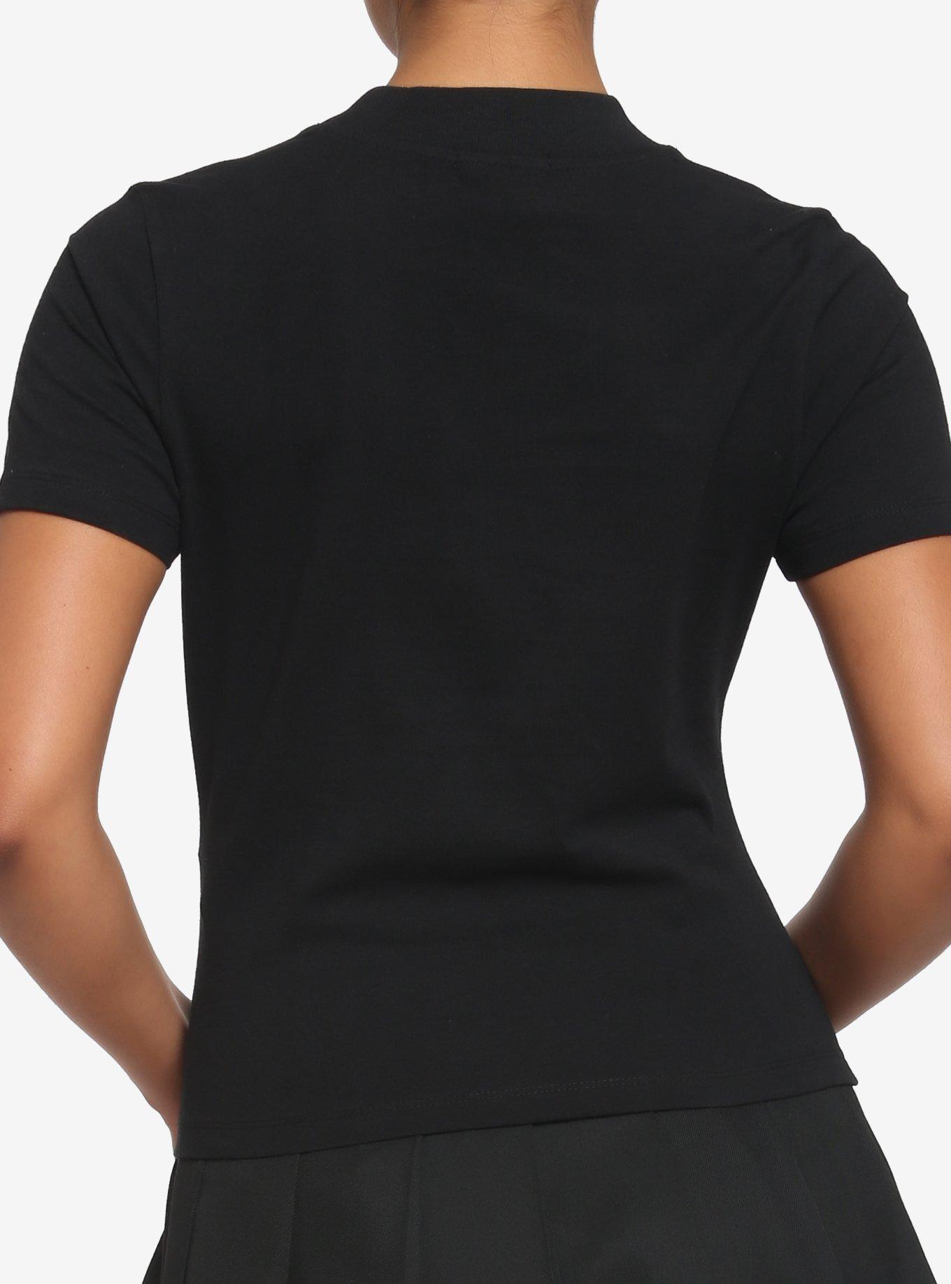 Black Cut-Out Safety Pin Girls T-Shirt, BLACK, alternate