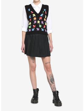 Rainbow Mushroom Girls Crop Sweater Vest, , hi-res