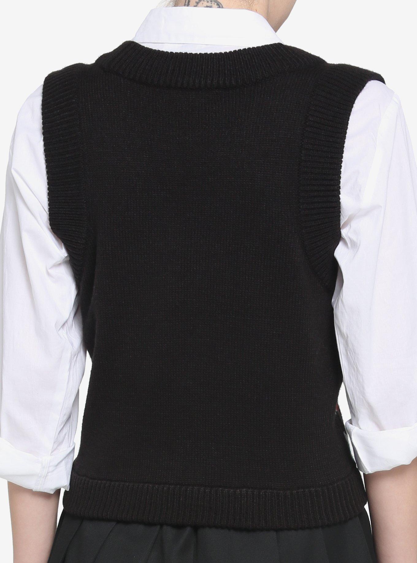 Rainbow Mushroom Girls Crop Sweater Vest, RAINBOW, alternate