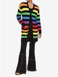 Rainbow Stripe Oversized Girls Cardigan, STRIPES, alternate