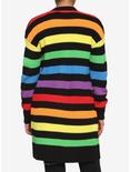 Rainbow Stripe Oversized Girls Cardigan, STRIPES, alternate