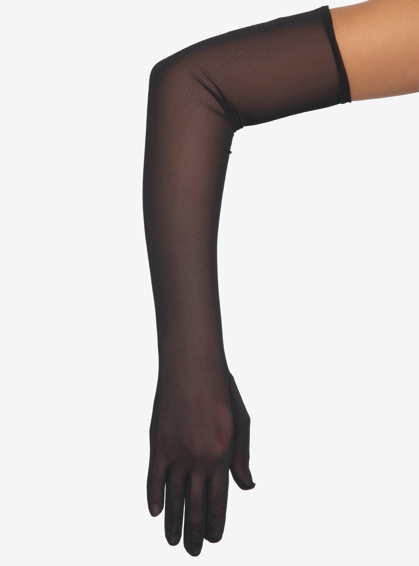 Black Long Mesh Gloves, , alternate