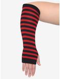 Red & Black Stripe Arm Warmers Plus Size, , alternate
