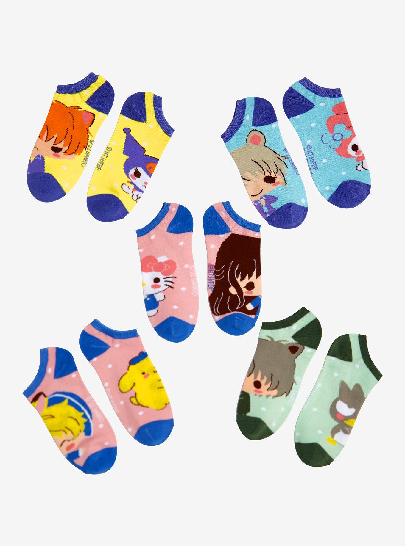 Fruits Basket X Hello Kitty And Friends Polka Dot No-Show Socks 5 Pair, , alternate