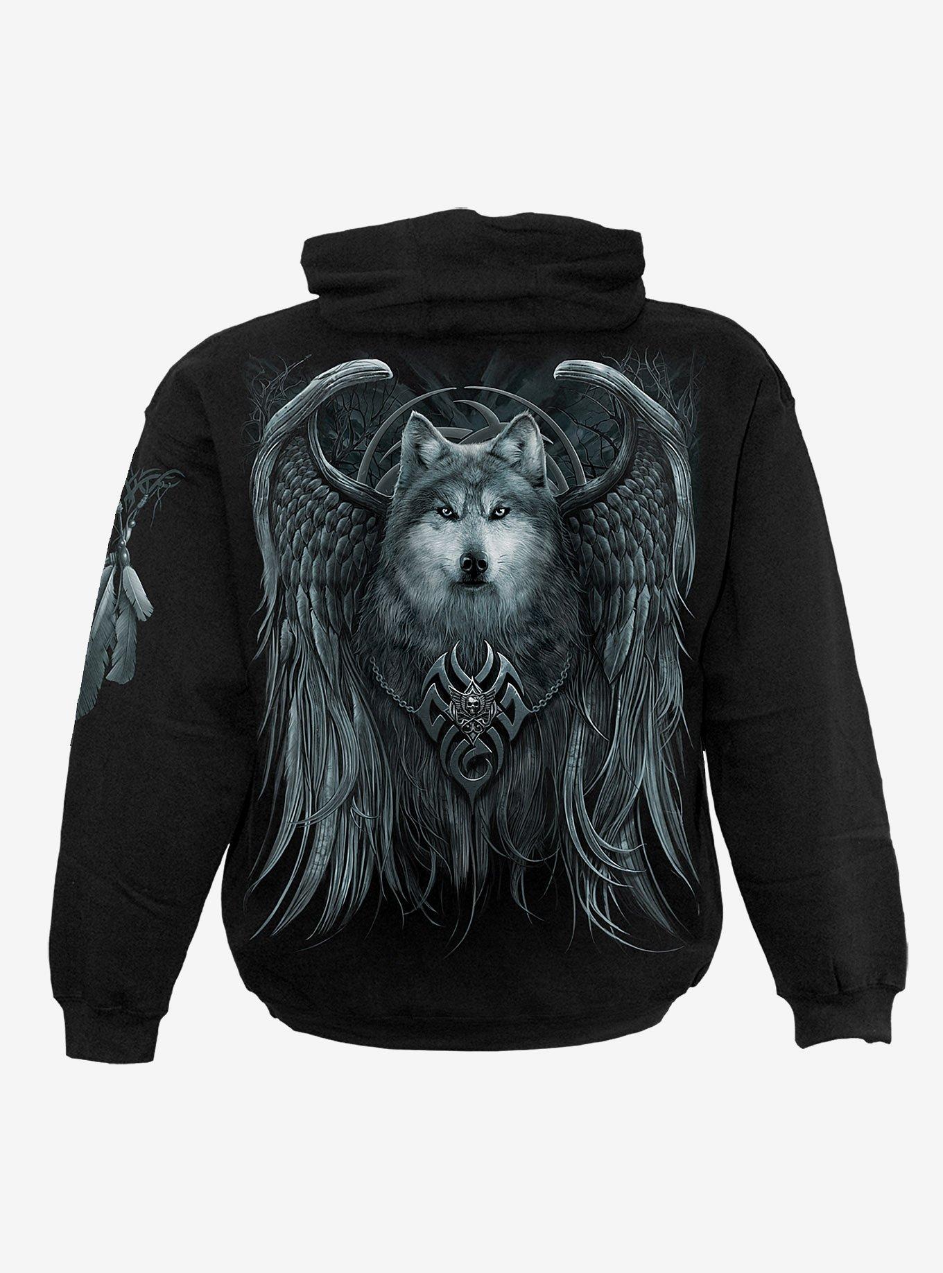 Wolf Spirit Hoodie, BLACK, alternate