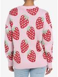 Pink Strawberry Button-Front Girls Cardigan, PINK, alternate