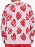 Pink Strawberry Button-Front Girls Cardigan Plus Size, PINK, alternate
