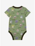 Star Wars The Mandalorian Cartoon Portraits Allover Print Infant One-Piece - BoxLunch Exclusive , OLIVE  SAGE, alternate