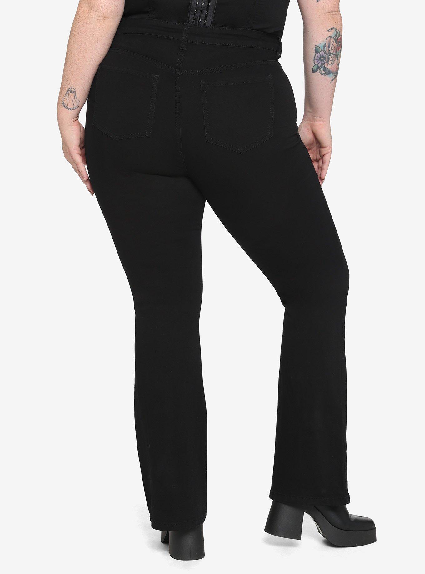 Black Flare Jeans Plus Size, BLACK, alternate
