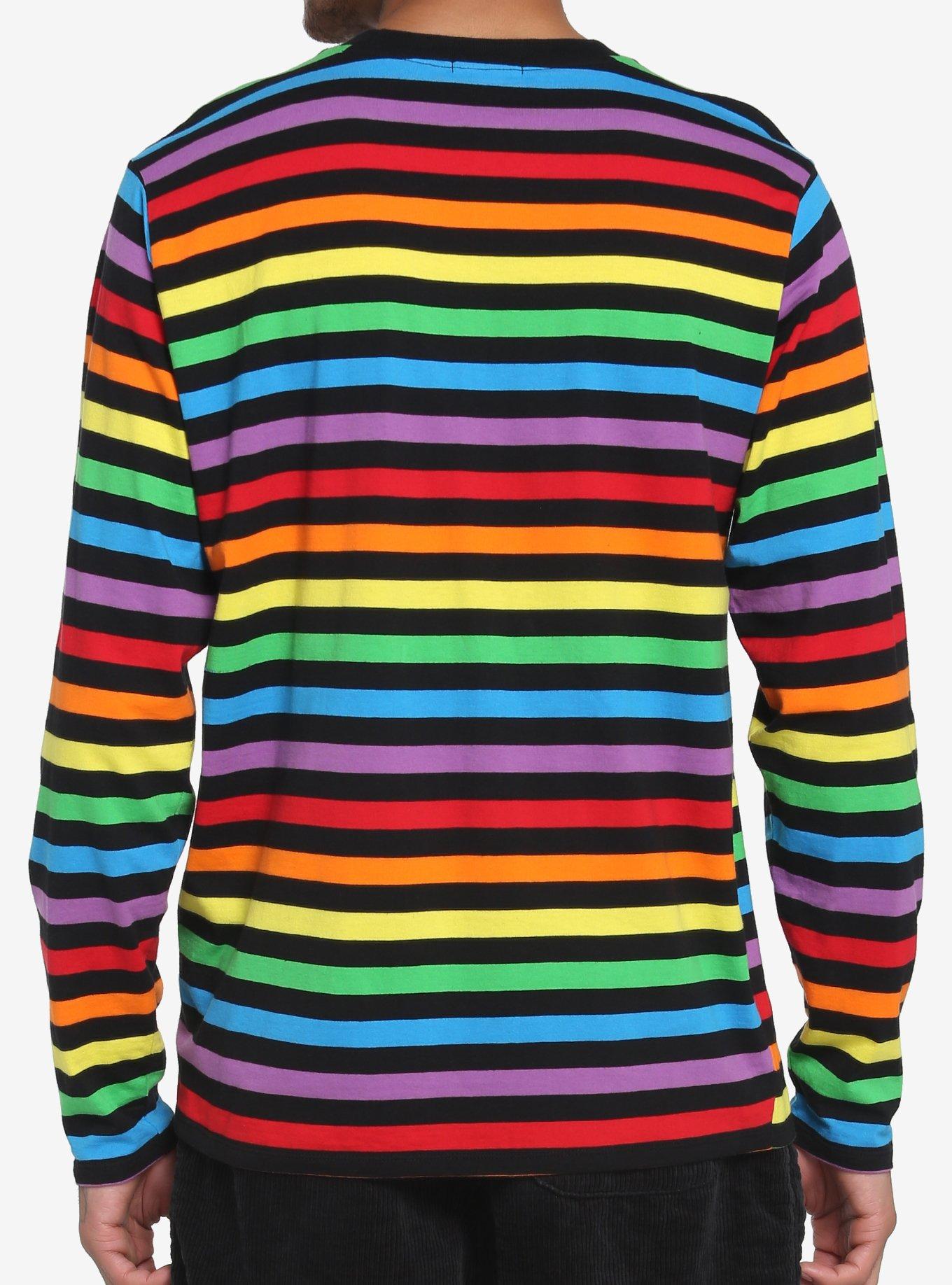 Black & Rainbow Stripe Long-Sleeve T-Shirt, RAINBOW, alternate