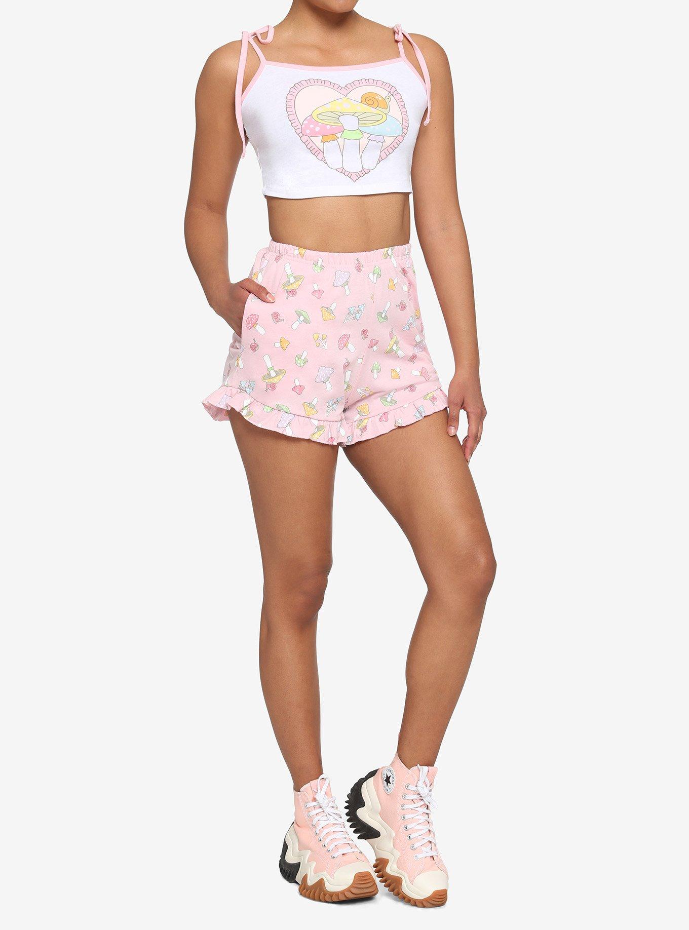 Pastel Mushroom Girls Crop Lounge Cami, , hi-res
