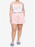 Pastel Mushroom Ruffle Girls Lounge Shorts Plus Size, PINK, alternate